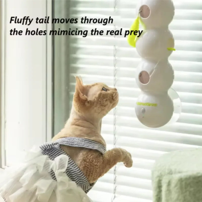 Electric Caterpillar Pet Cat Toy Suction Cup Interactive Smart Boredom Relief Device for Cats Self-Entertainment