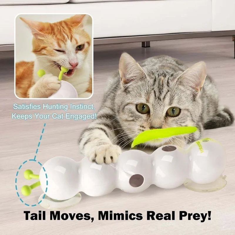 Electric Caterpillar Pet Cat Toy Suction Cup Interactive Smart Boredom Relief Device for Cats Self-Entertainment