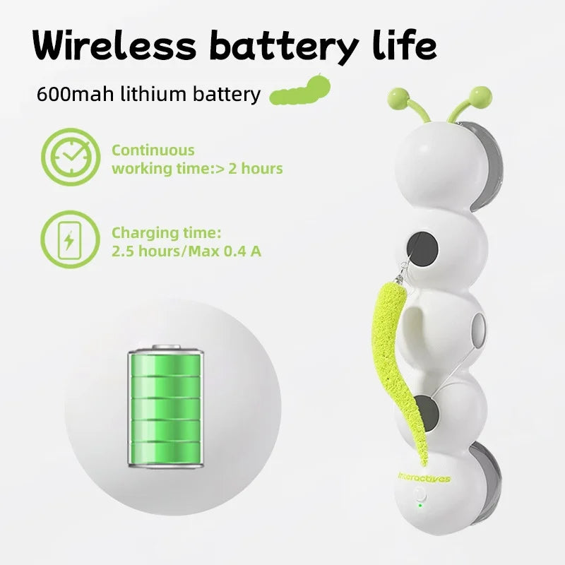 Electric Caterpillar Pet Cat Toy Suction Cup Interactive Smart Boredom Relief Device for Cats Self-Entertainment