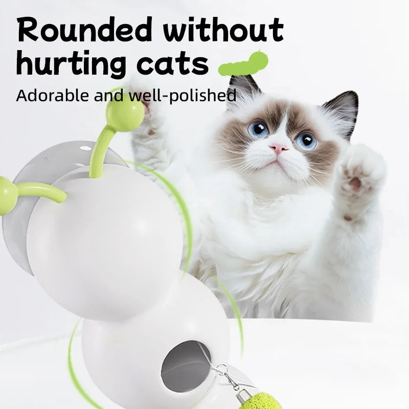 Electric Caterpillar Pet Cat Toy Suction Cup Interactive Smart Boredom Relief Device for Cats Self-Entertainment